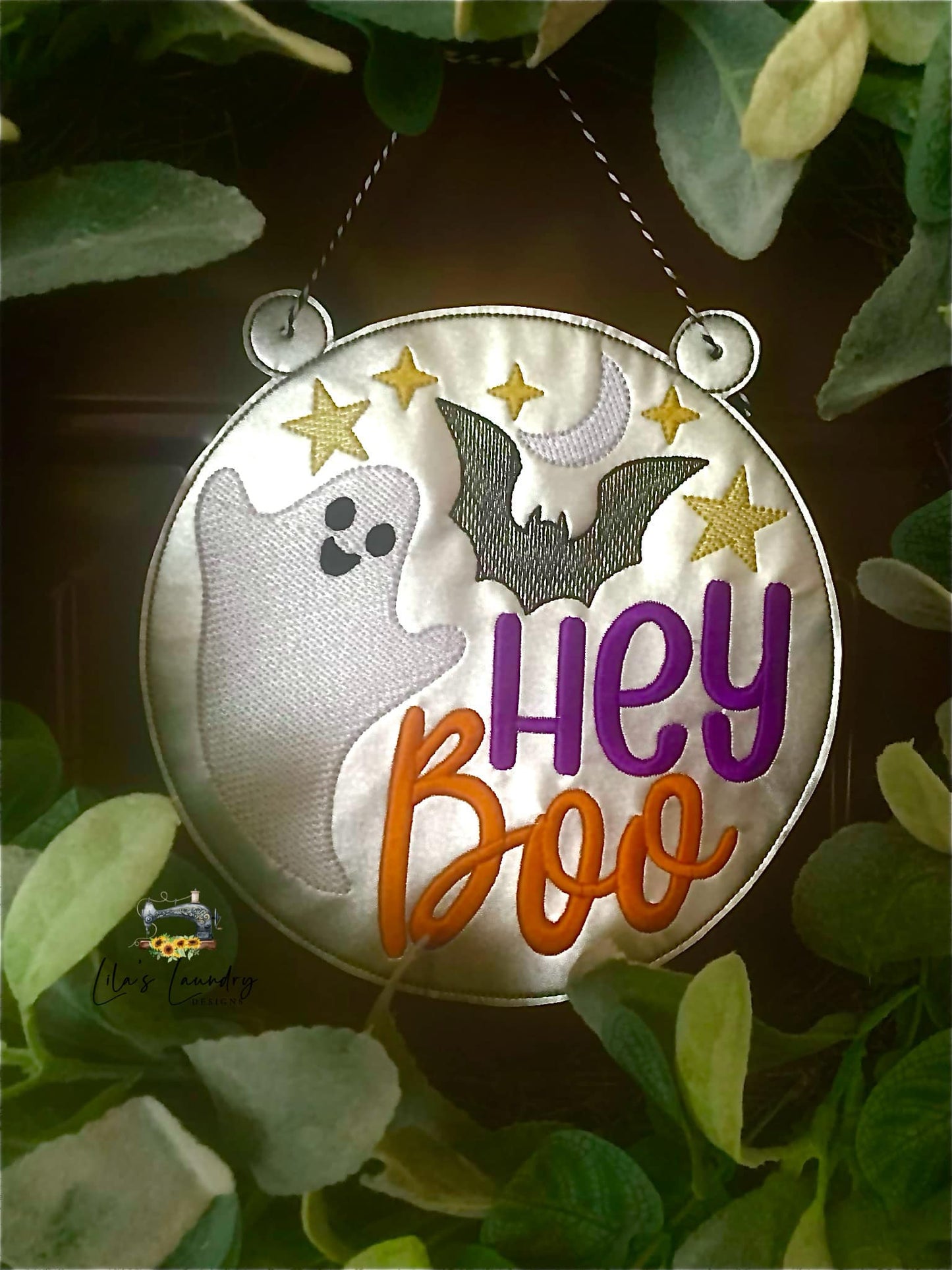 Hey Boo Ghost Door Sign - Digital Embroidery Design