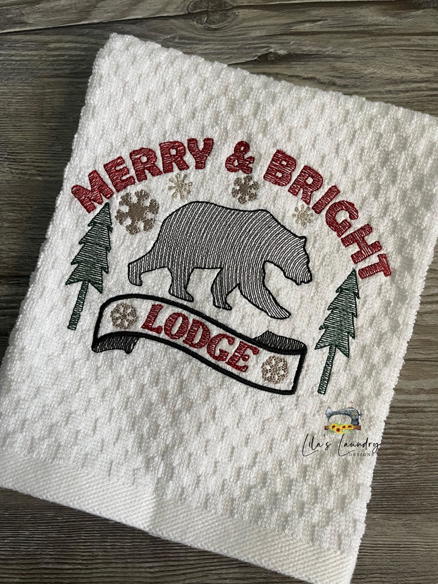 Merry & Bright Lodge - 3 sizes- Digital Embroidery Design