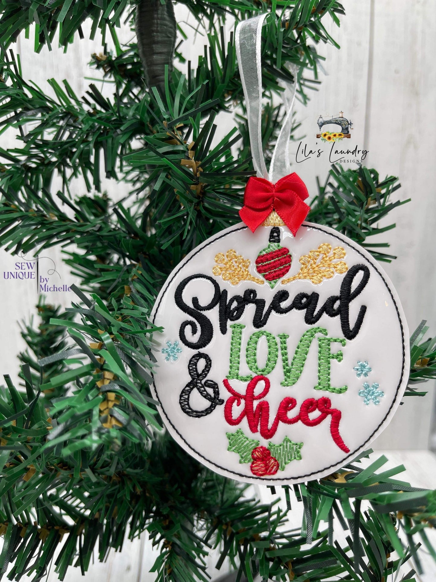 Spread Love & Cheer Ornament - Digital Embroidery Design