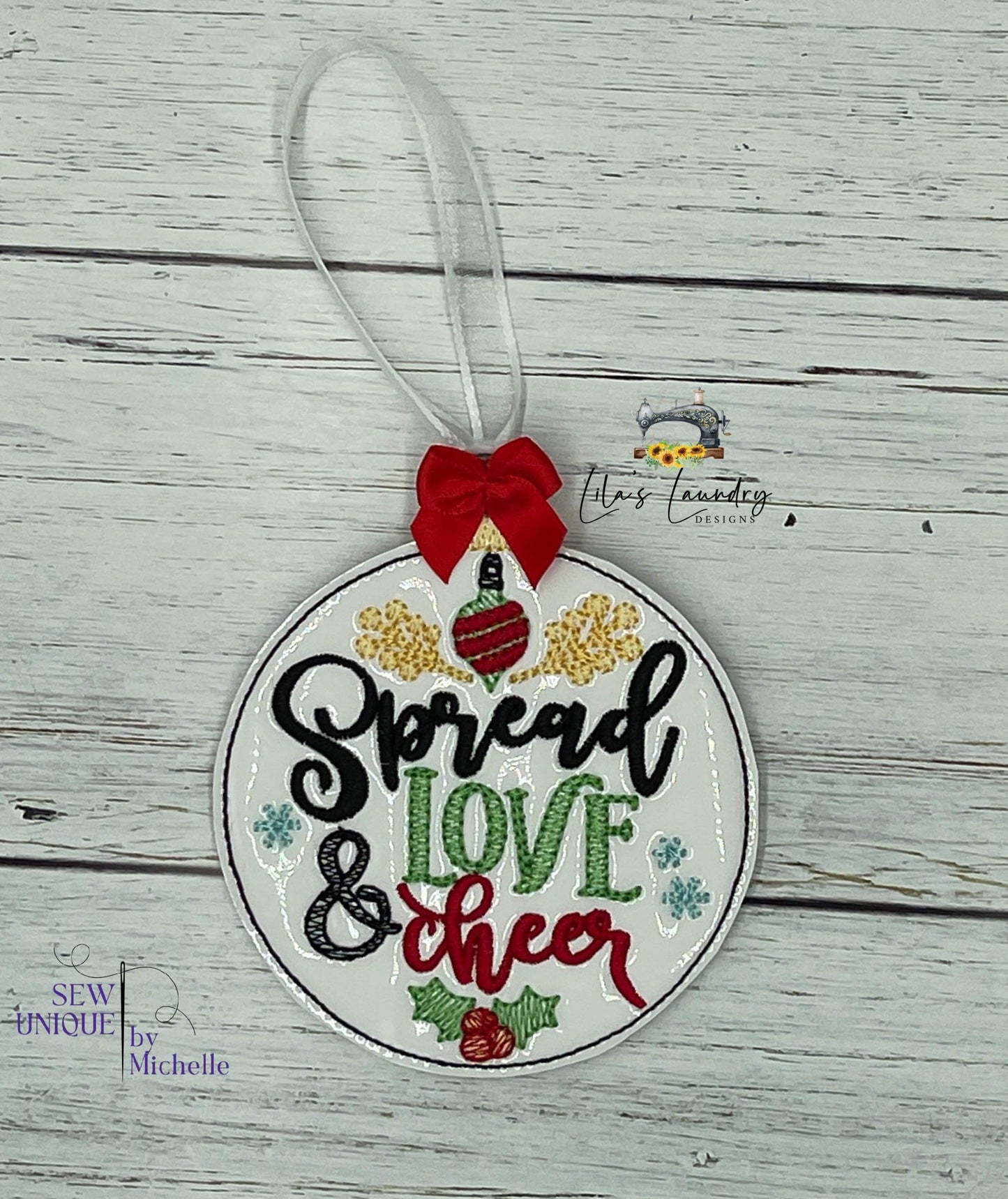 Spread Love & Cheer Ornament - Digital Embroidery Design