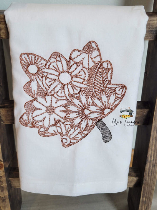 Fall Leaf Zentangle - 3 sizes- Digital Embroidery Design