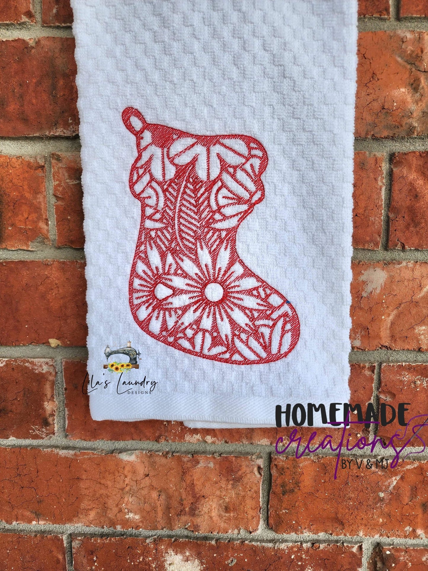 Stocking Zentangle - 3 sizes- Digital Embroidery Design