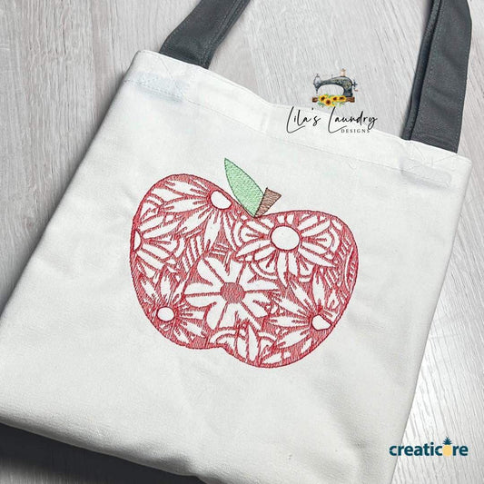 Apple Zentangle - 3 sizes- Digital Embroidery Design
