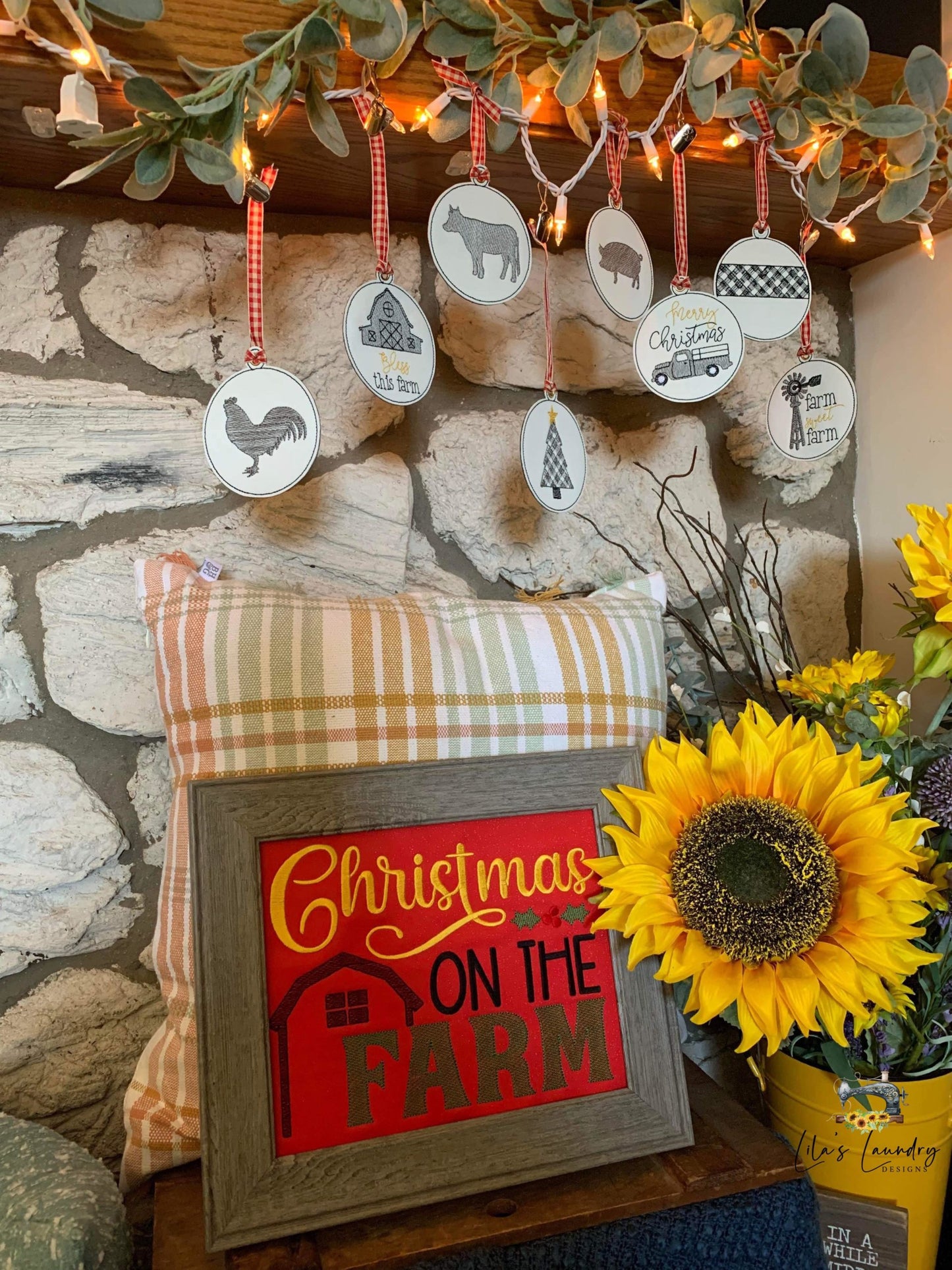 Christmas on the farm - 3 sizes- Digital Embroidery Design
