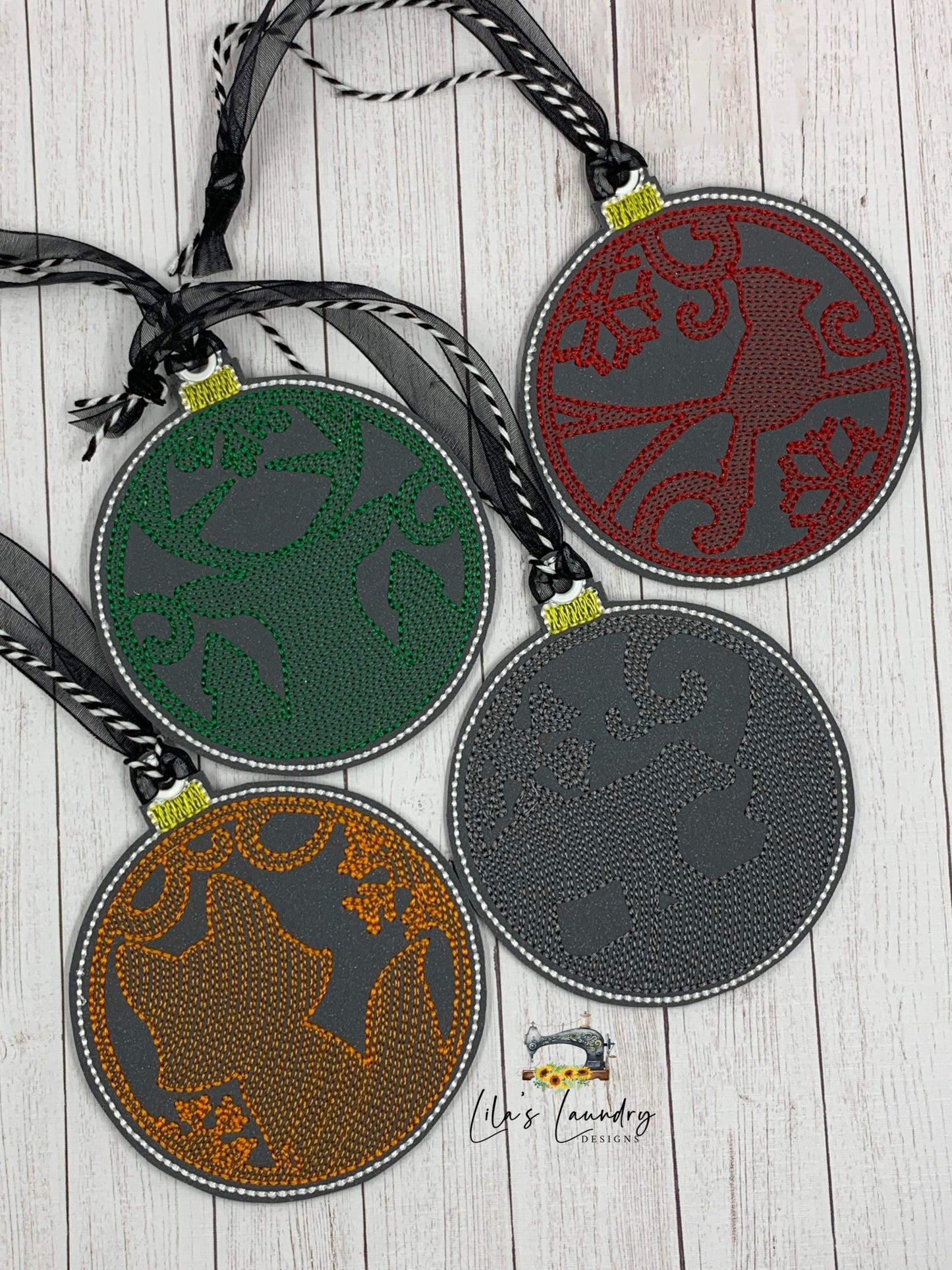 Silhouette Animal Ornament Set - Digital Embroidery Design