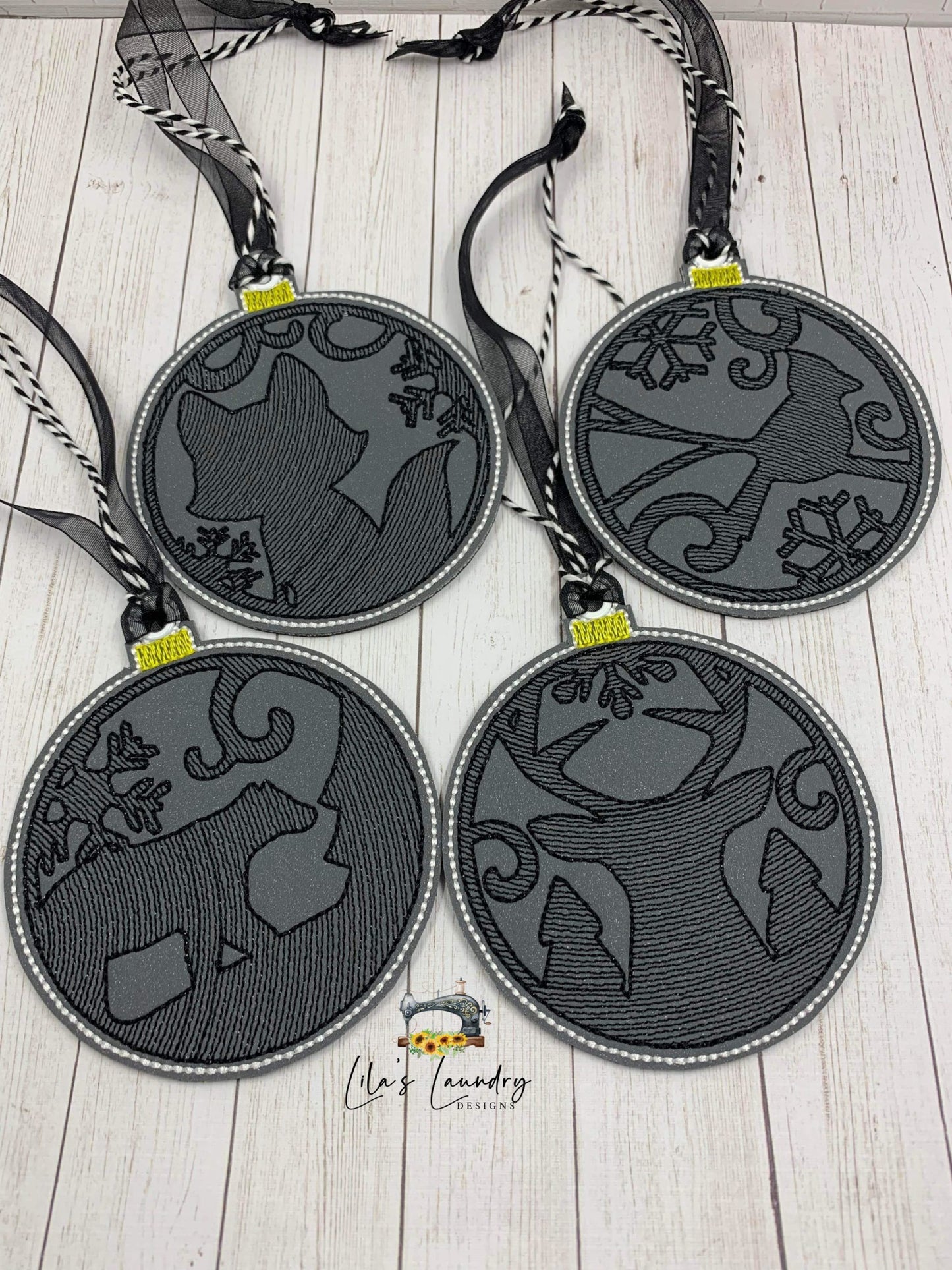 Silhouette Animal Ornament Set - Digital Embroidery Design