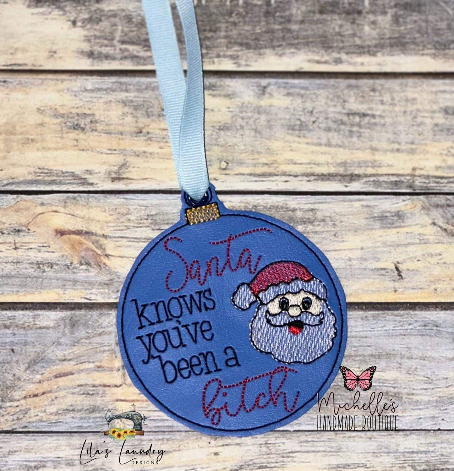 Santa Knows Ornament - Digital Embroidery Design