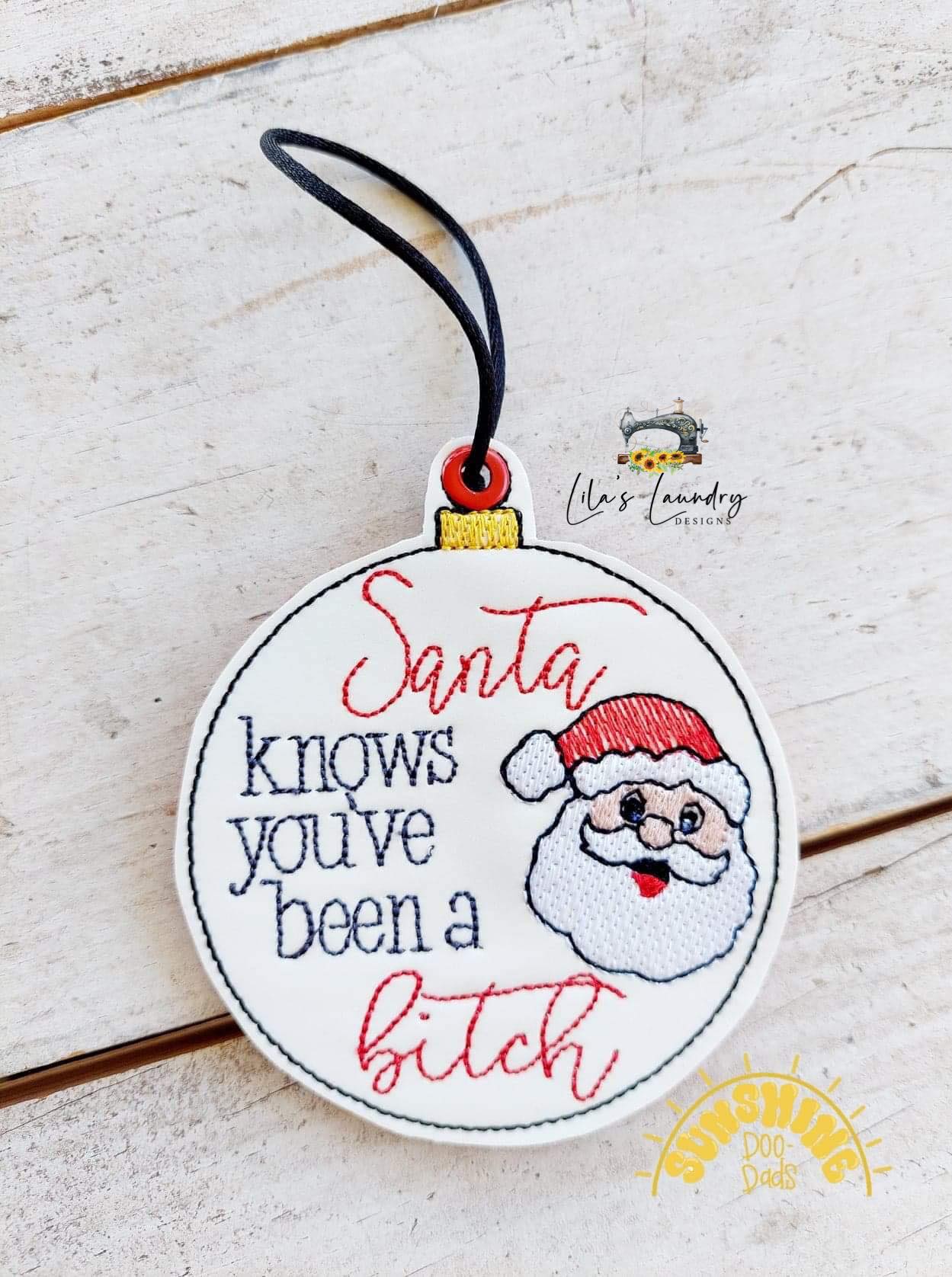 Santa Knows Ornament - Digital Embroidery Design