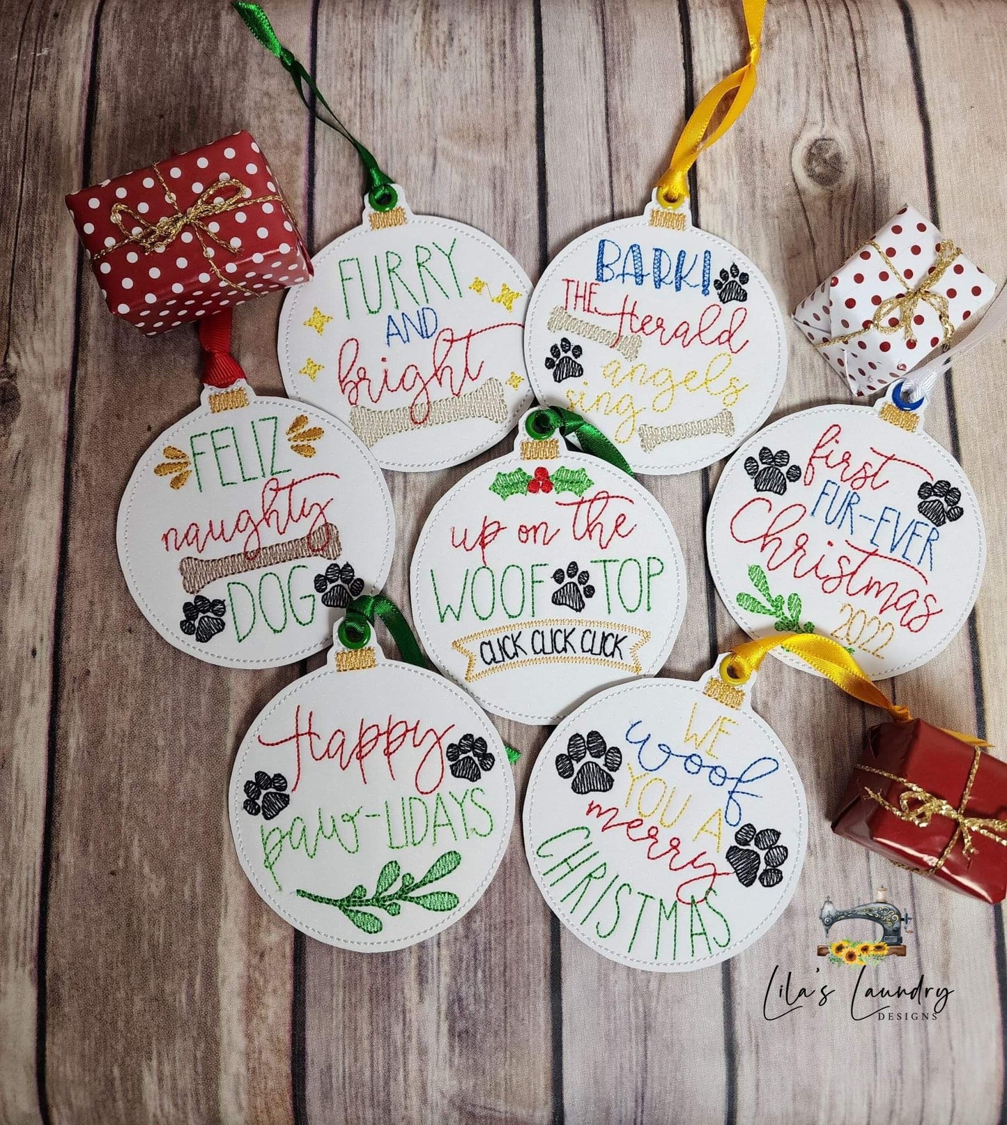 Dog Ornament Set - Digital File - Embroidery Design