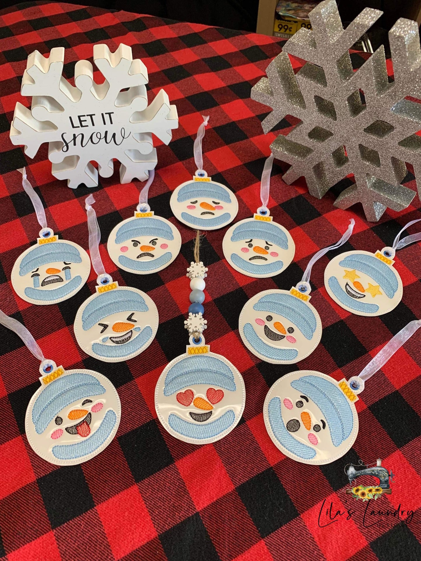 Snowmoji Ornament Bundle Of 10 - Digital File - Embroidery Design