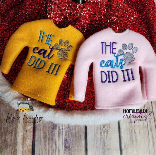 The Cat Did It Doll Sweater 5x7 - Digital Embroidery Design