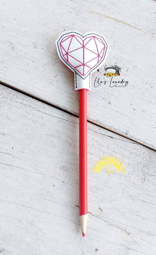 Geometric Heart Pencil Toppers 4x4 and 5x7 included- DIGITAL Embroidery DESIGN