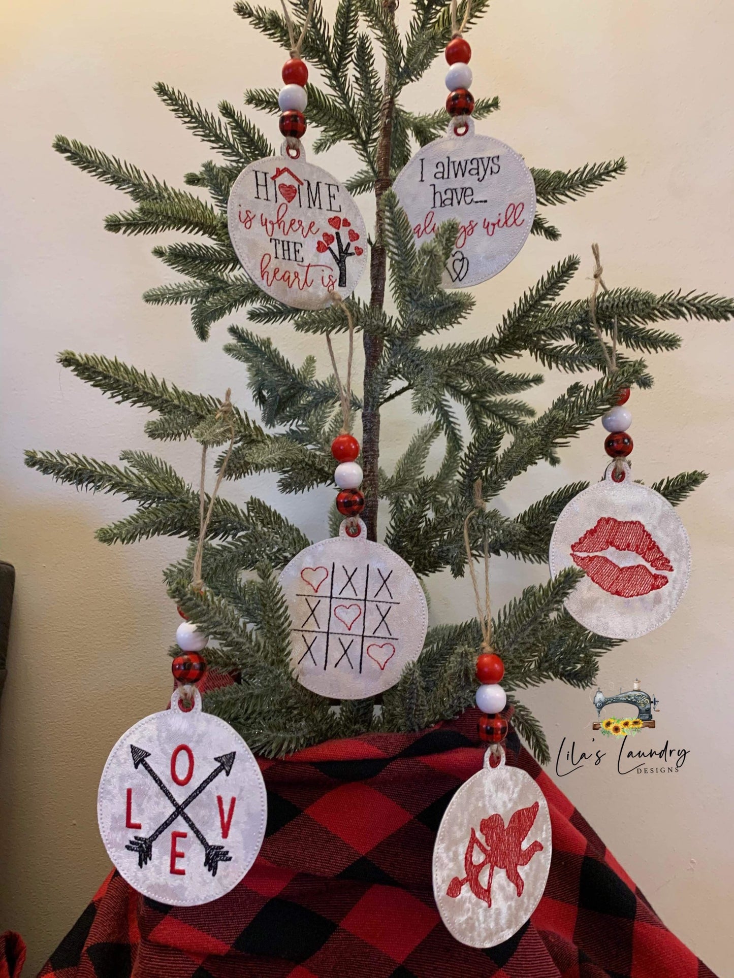 Valentine Ornament Set of 6 Designs - Digital File - Embroidery Design