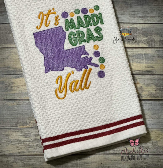 Mardi Gras Y'All - 3 sizes- Digital Embroidery Design