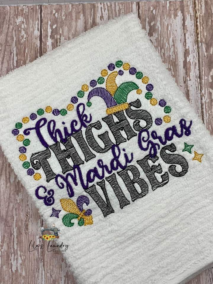 Mardi Gras Vibes - 3 sizes- Digital Embroidery Design
