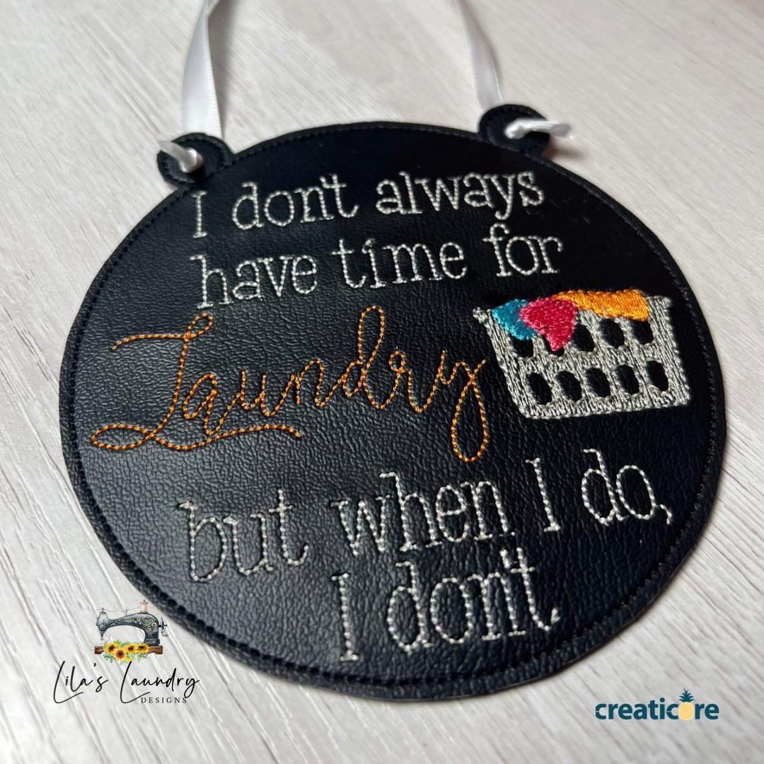Time for Laundry Door Sign - 3 sizes - Digital Embroidery Design