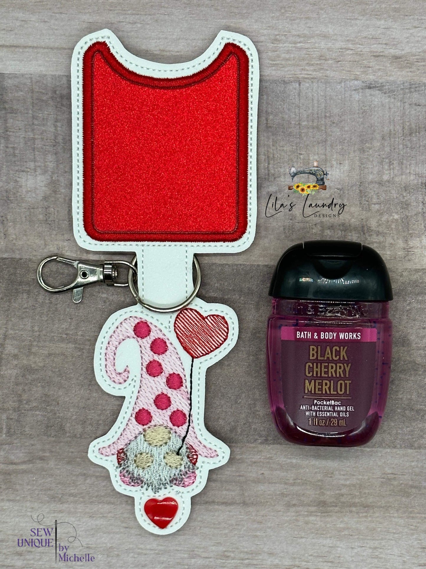 Valentine Gnome Balloon Applique Fold Over Sanitizer Holder 5x7- DIGITAL Embroidery DESIGN