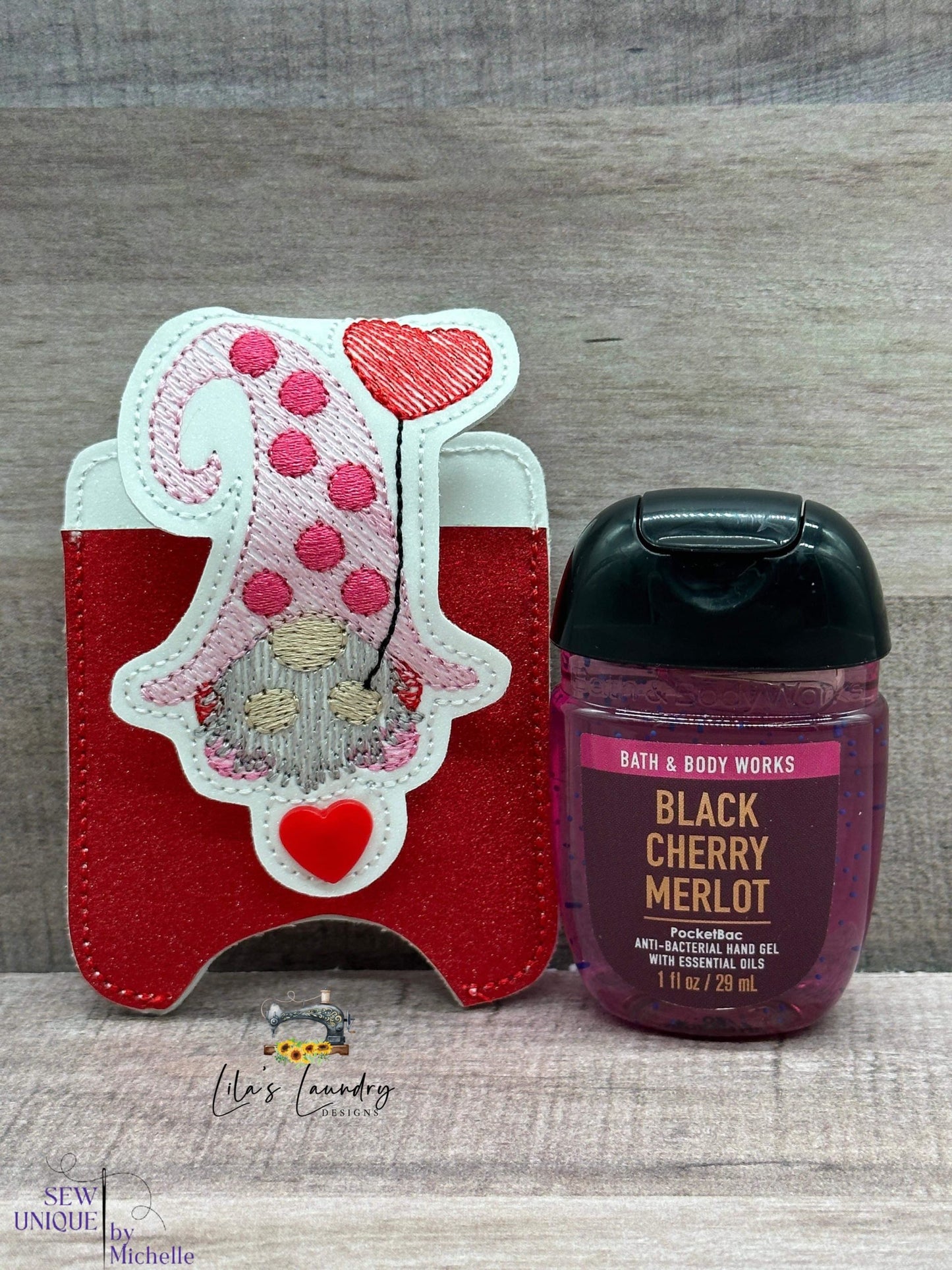 Valentine Gnome Balloon Applique Fold Over Sanitizer Holder 5x7- DIGITAL Embroidery DESIGN