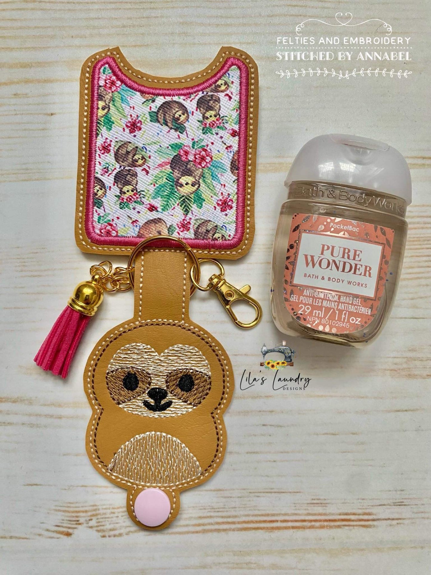 Sloth Squish Squad Applique Fold Over Sanitizer Holder 5x7- DIGITAL Embroidery DESIGN