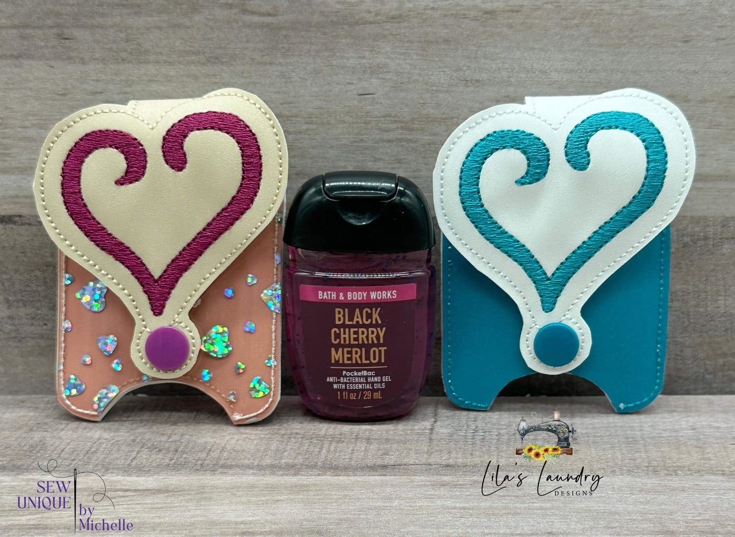Open Heart Applique Fold Over Sanitizer Holder 5x7- DIGITAL Embroidery DESIGN
