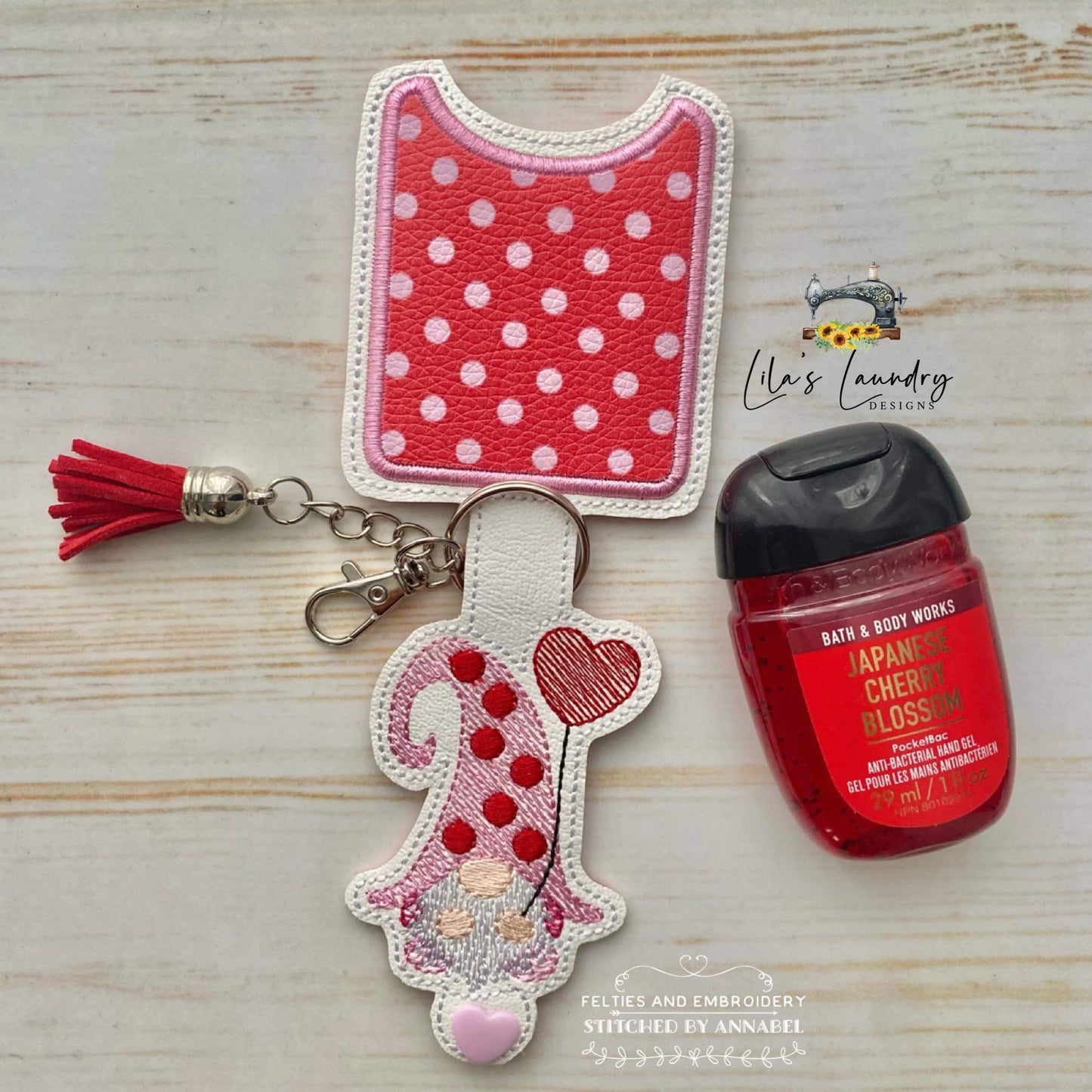 Valentine Gnome Balloon Applique Fold Over Sanitizer Holder 5x7- DIGITAL Embroidery DESIGN