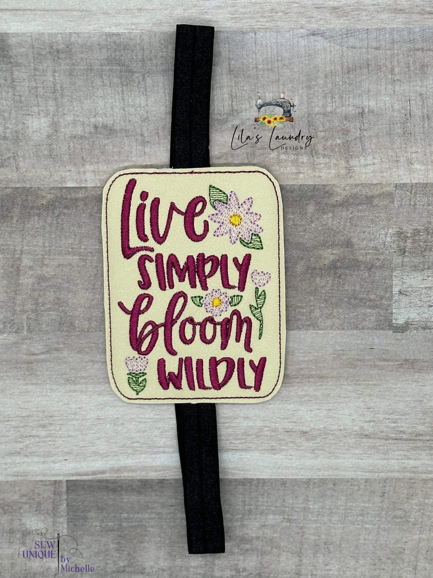 Live Simply Bloom Wildly Book Band - Embroidery Design, Digital File