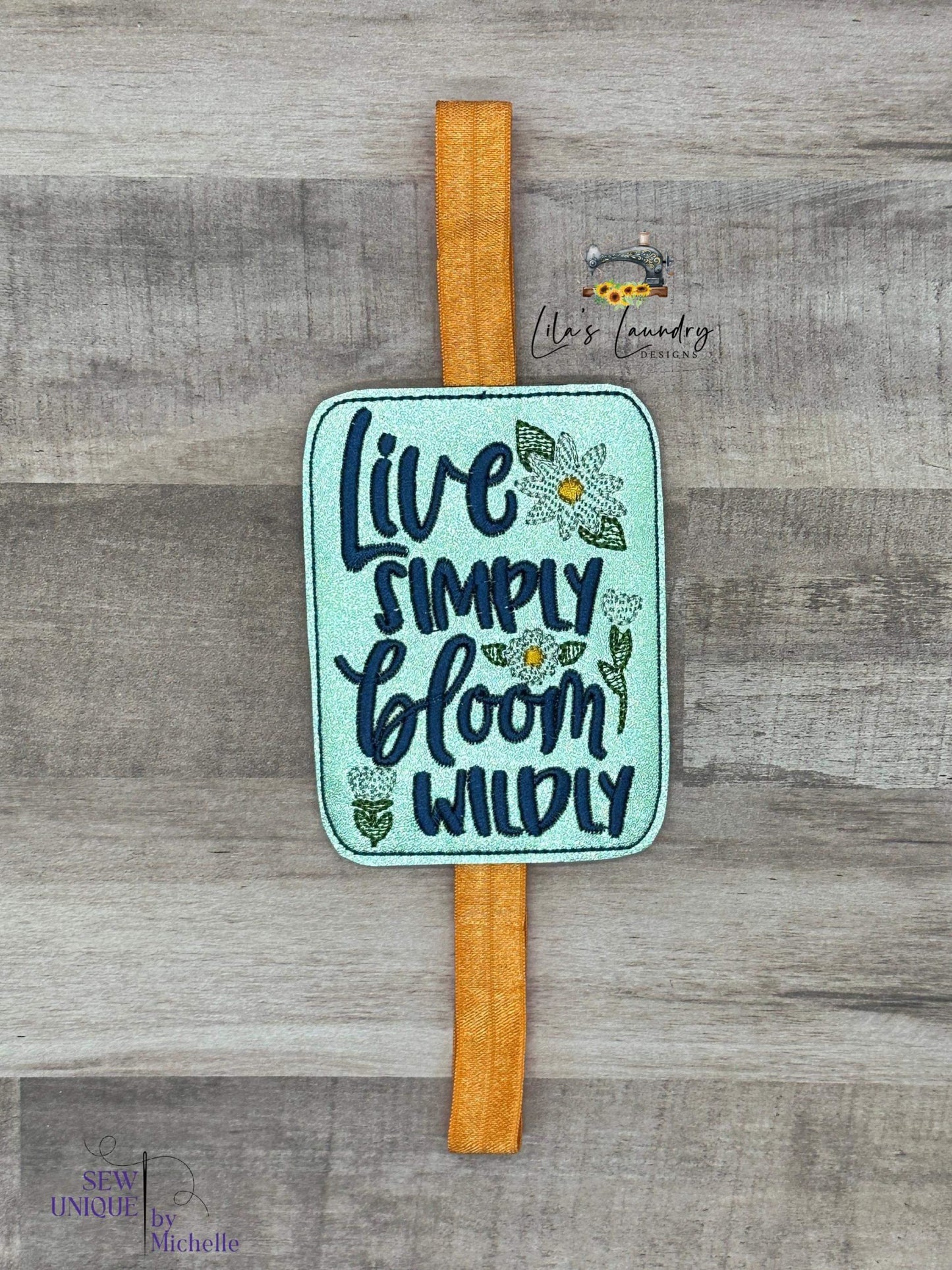 Live Simply Bloom Wildly Book Band - Embroidery Design, Digital File