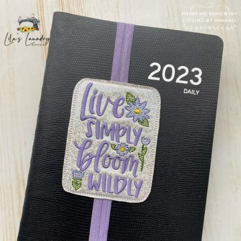 Live Simply Bloom Wildly Book Band - Embroidery Design, Digital File