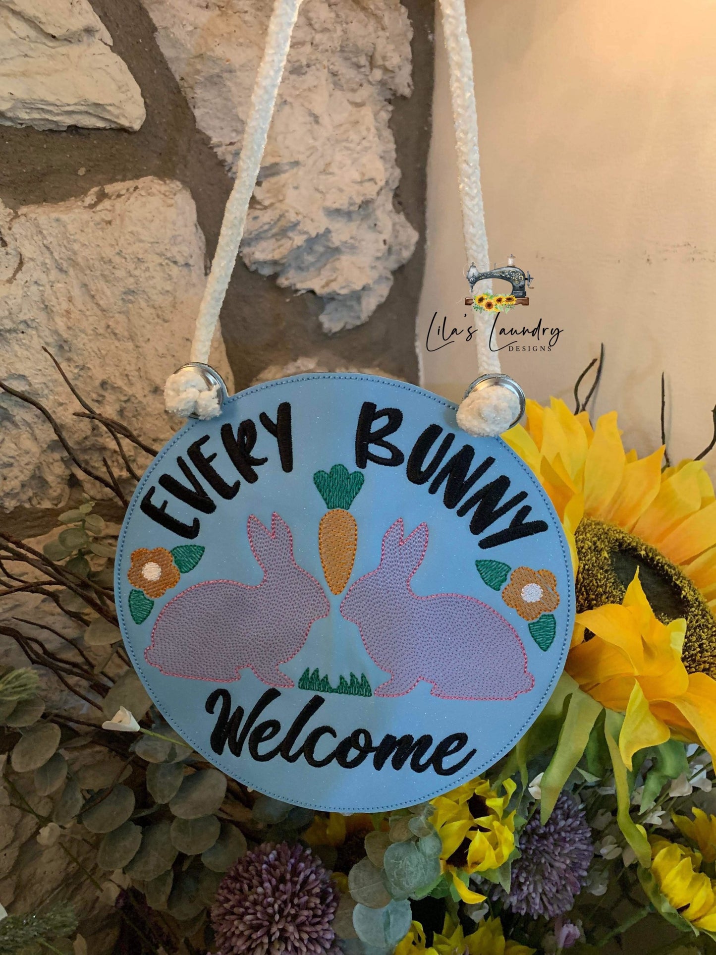 Every Bunny Welcome Door Sign - 3 sizes - Digital Embroidery Design