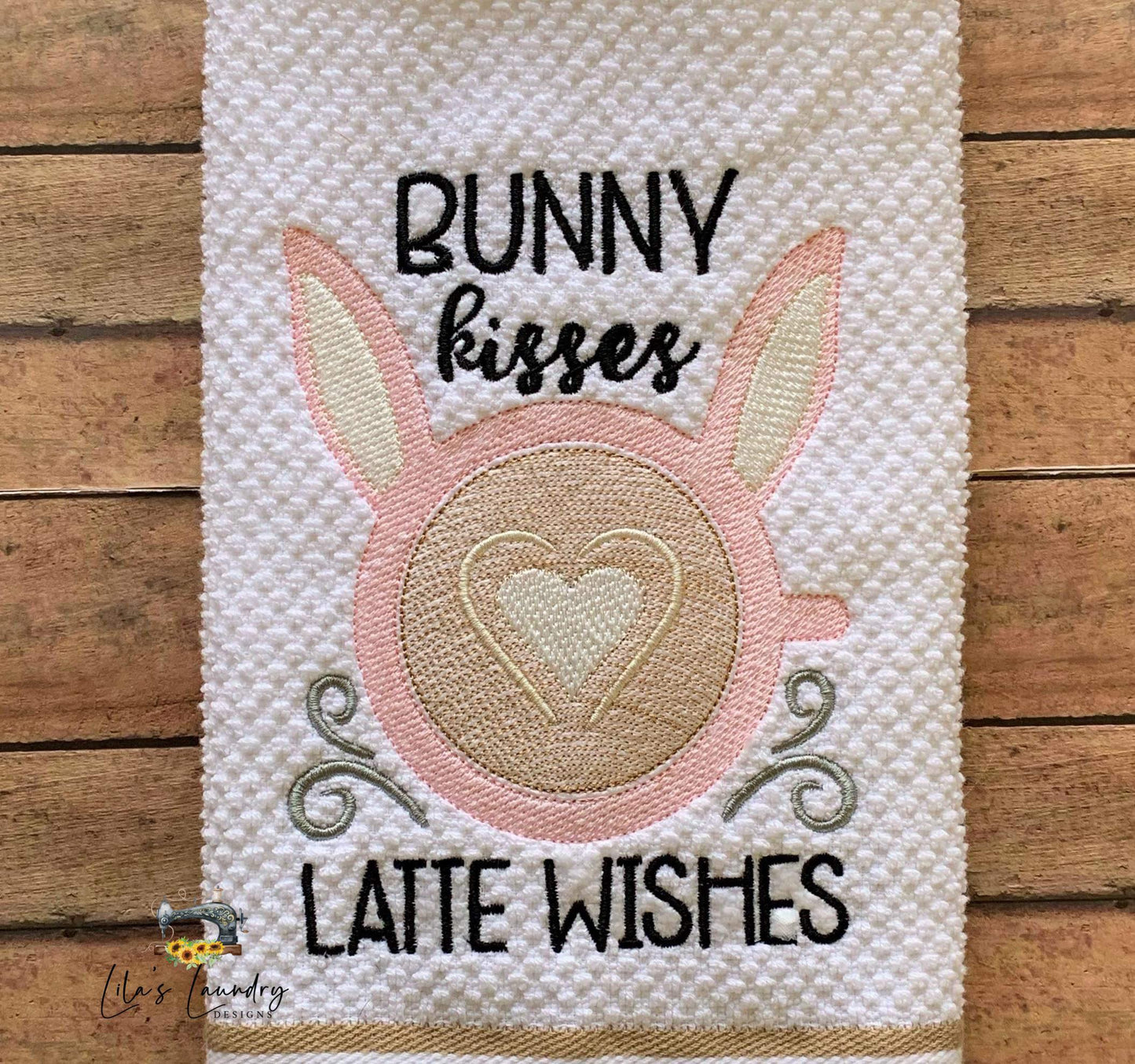 Bunny Kisses Latte Wishes Sketch - 3 sizes- Digital Embroidery Design