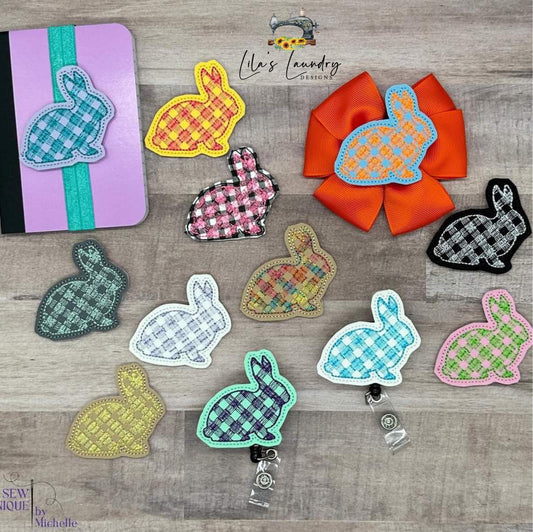 Plaid Bunny 2 inch Feltie - Digital Embroidery Design