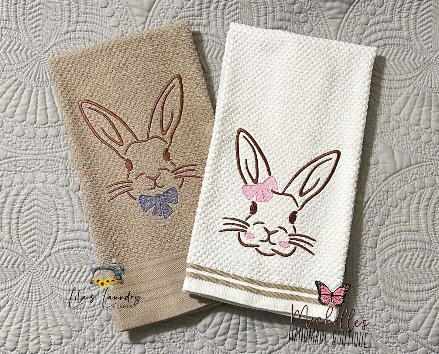 Bunny Duo - 3 sizes- Digital Embroidery Design