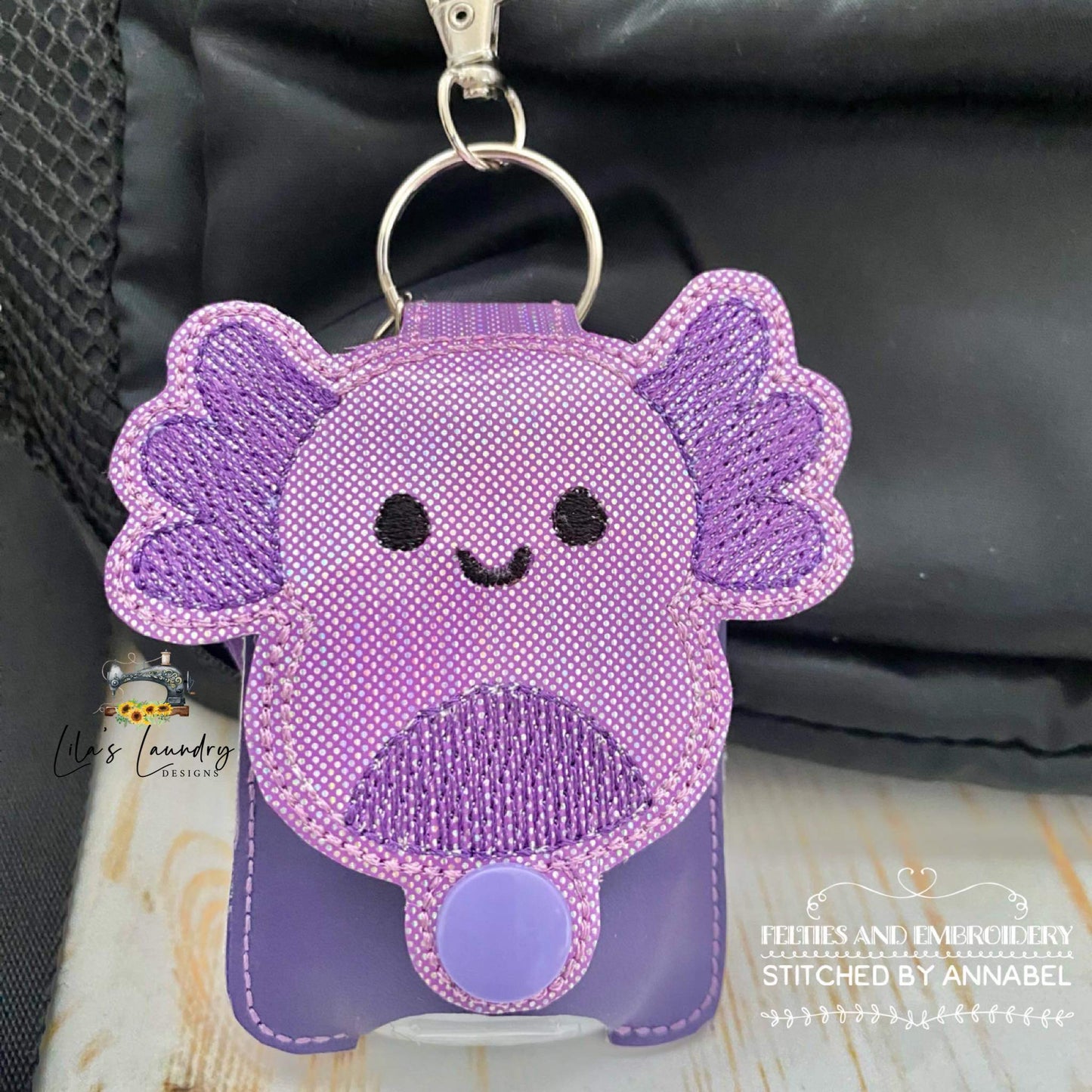 Axolotl Squish Squad Applique Fold Over Sanitizer Holder 5x7- DIGITAL Embroidery DESIGN