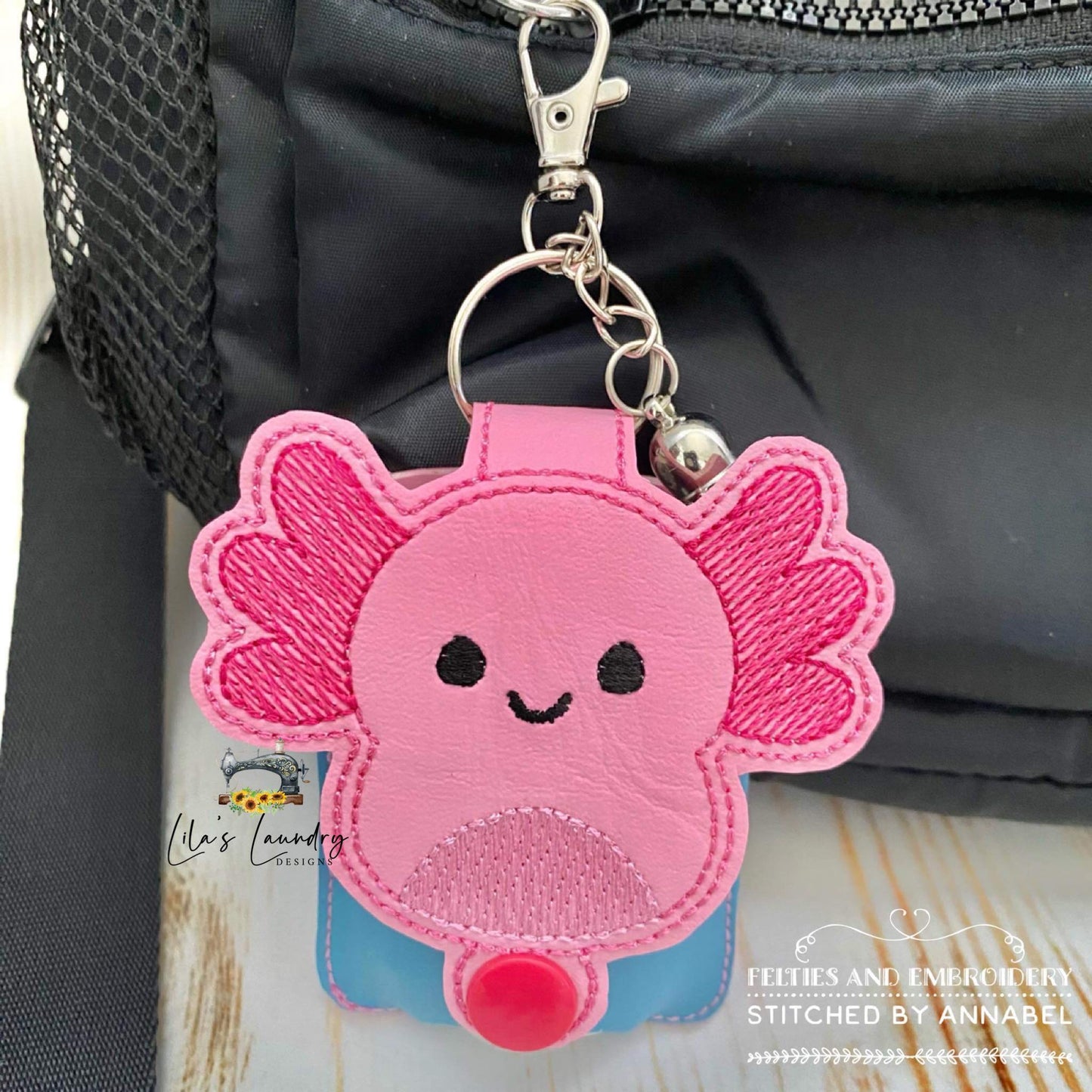 Axolotl Squish Squad Applique Fold Over Sanitizer Holder 5x7- DIGITAL Embroidery DESIGN