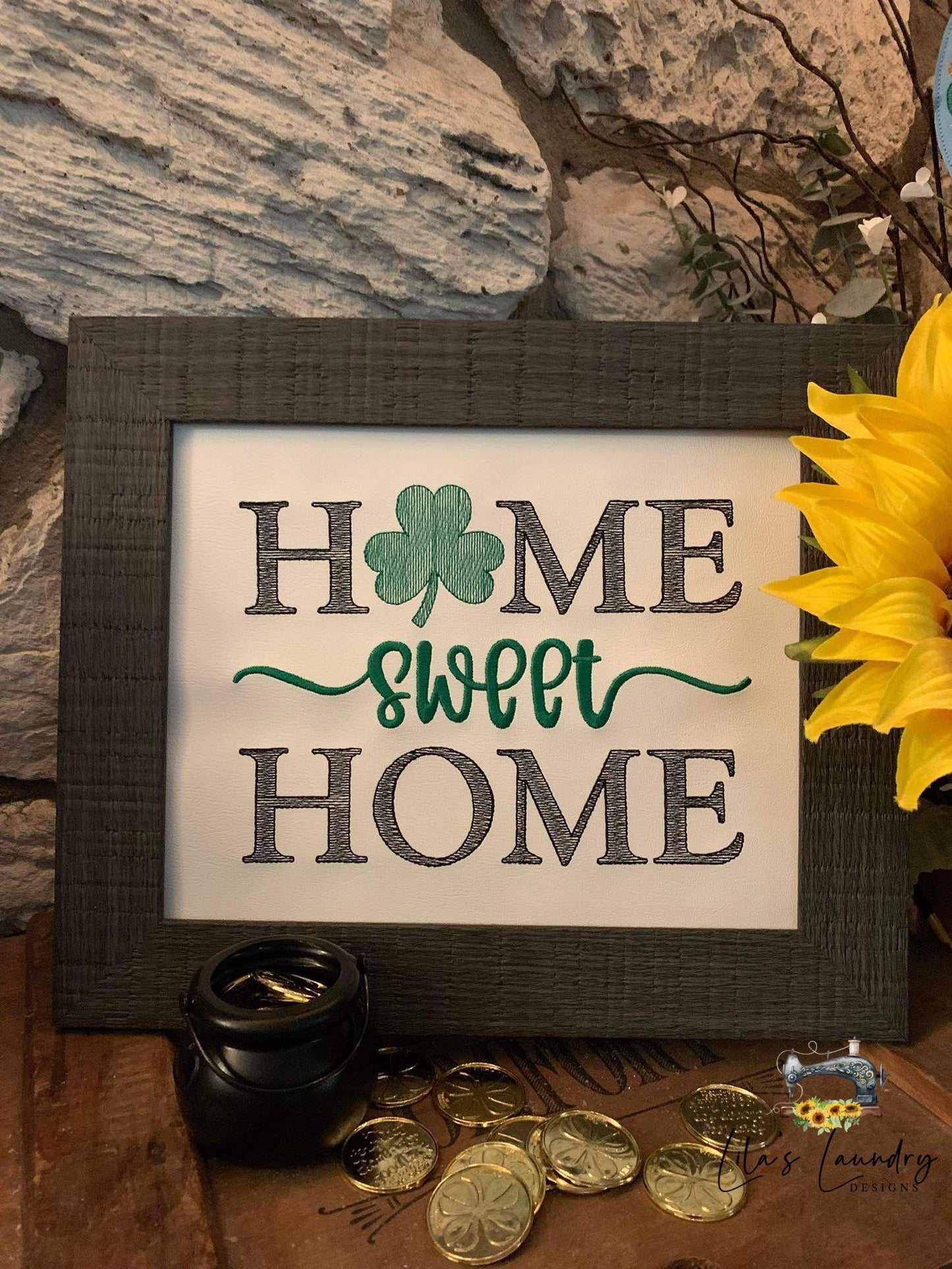 Home Sweet Home Shamrock - 4 sizes- Digital Embroidery Design
