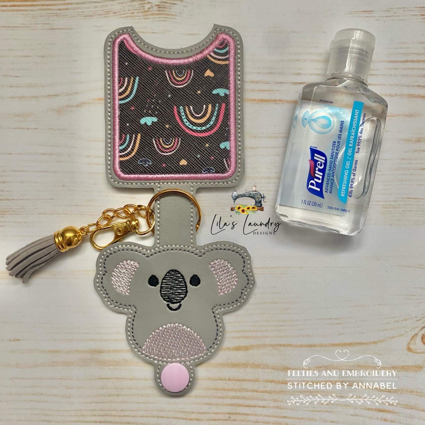 Koala Squish Squad Applique Fold Over Sanitizer Holder 5x7- DIGITAL Embroidery DESIGN