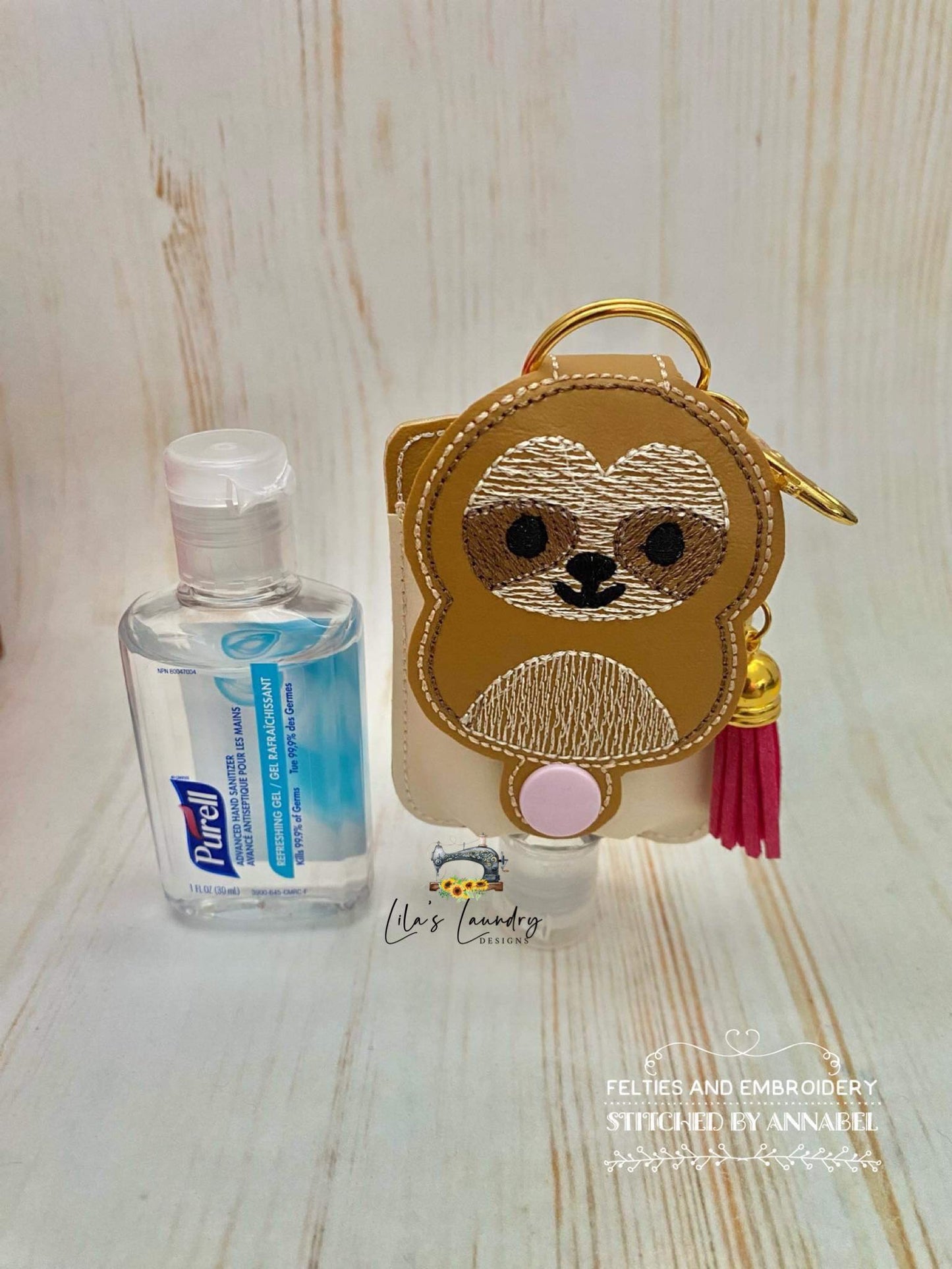 Sloth Squish Squad Applique Fold Over Sanitizer Holder 5x7- DIGITAL Embroidery DESIGN