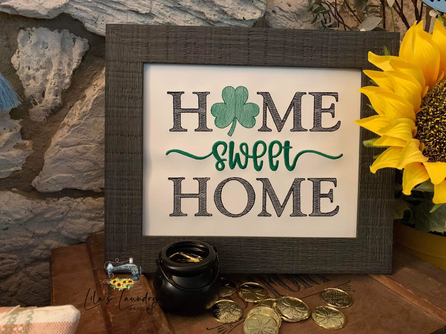 Home Sweet Home Shamrock - 4 sizes- Digital Embroidery Design
