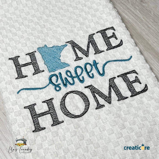 Home Sweet Home Minnesota - 4 sizes- Digital Embroidery Design
