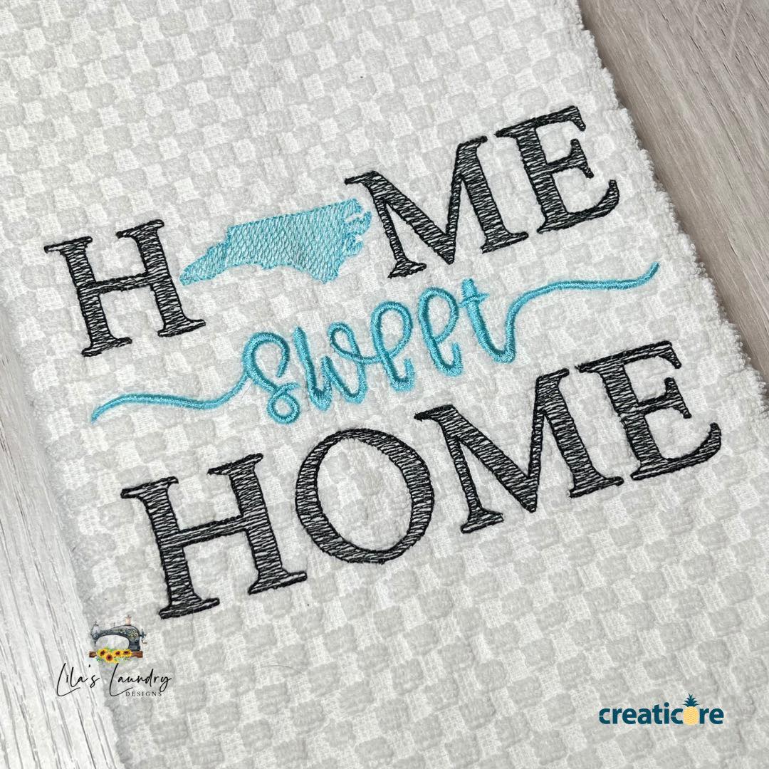 Home Sweet Home North Carolina - 4 sizes- Digital Embroidery Design
