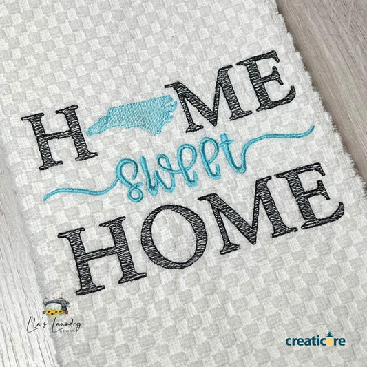 Home Sweet Home North Carolina - 4 sizes- Digital Embroidery Design