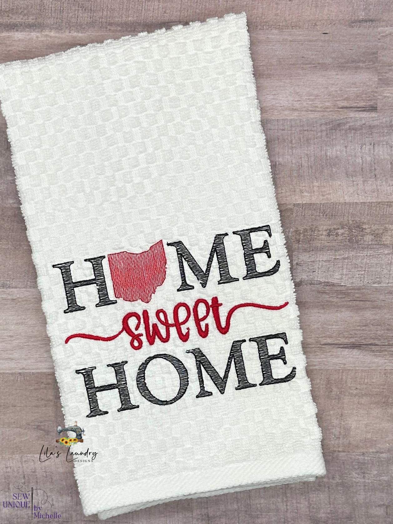 Home Sweet Home Ohio - 4 sizes- Digital Embroidery Design