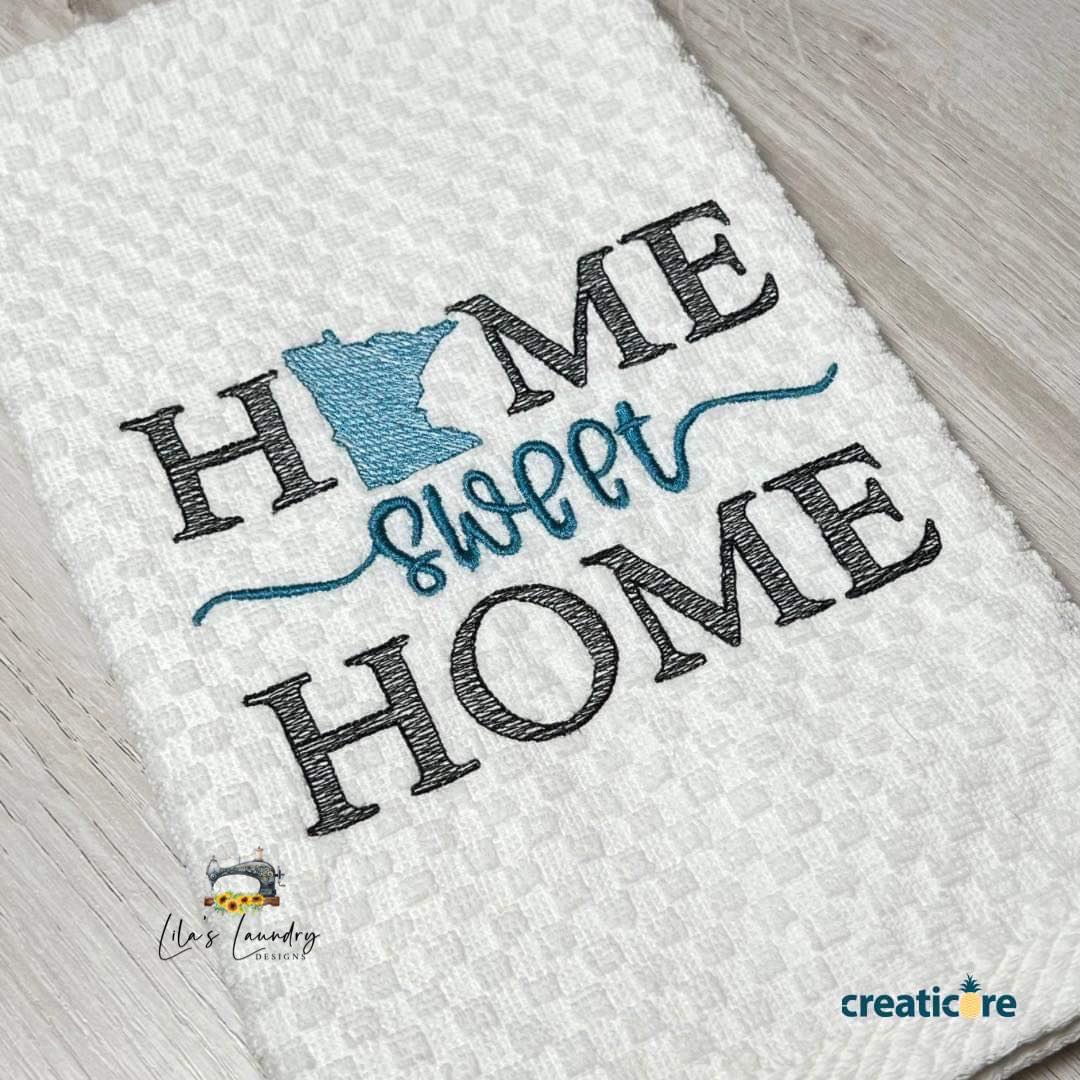 Home Sweet Home Minnesota - 4 sizes- Digital Embroidery Design
