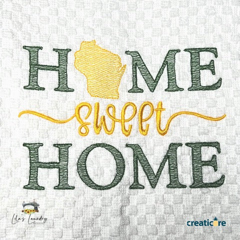 Home Sweet Home Wisconsin - 4 sizes- Digital Embroidery Design