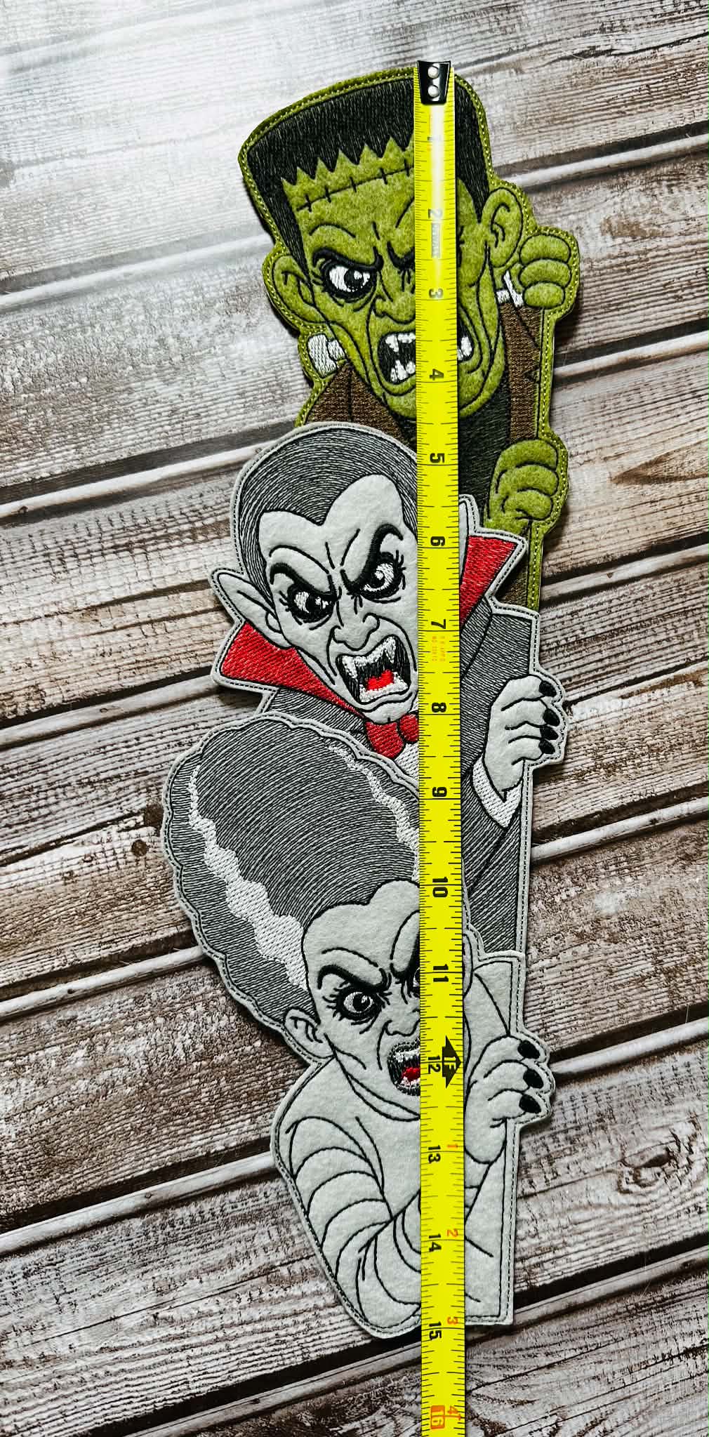 Drac, Frank and Bride Door Hugger – Halloween – 3 Sizes – 5 x 7, 6 x 10 and 8 x 12 DIGITAL Embroidery Design