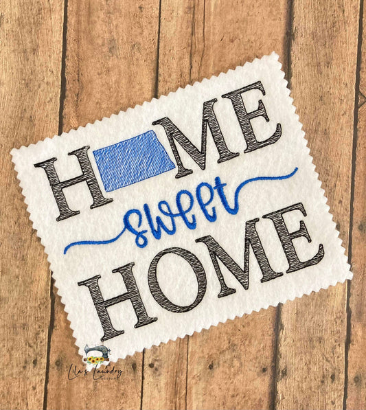 Home Sweet Home North Dakota- 4 sizes- Digital Embroidery Design