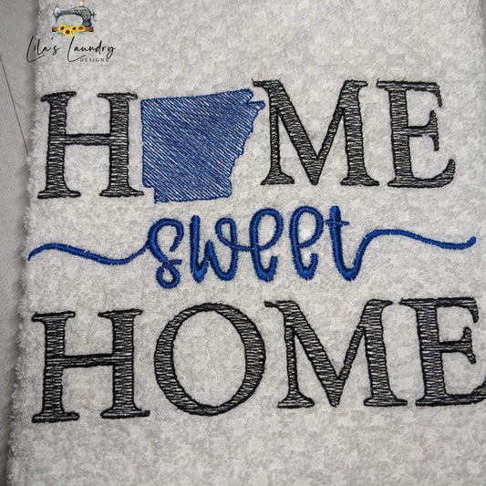Home Sweet Home Arkansas - 4 sizes- Digital Embroidery Design