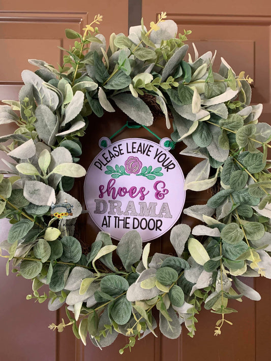 Shoes and Drama Door Sign - 3 sizes - Digital Embroidery Design