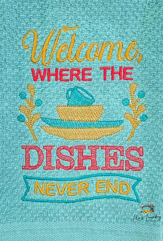 Dishes Never End - 3 sizes- Digital Embroidery Design