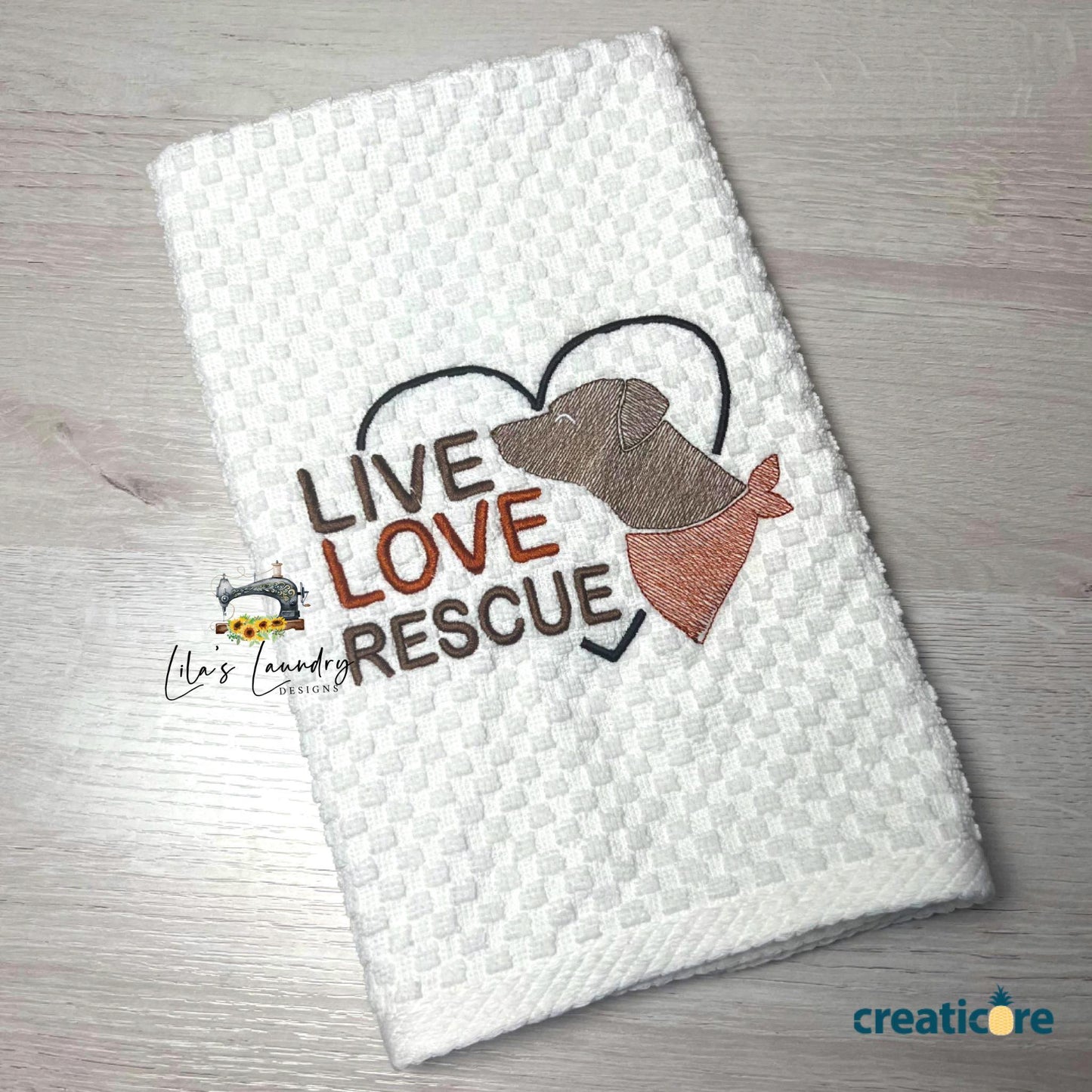 Live Love Rescue - 3 sizes- Digital Embroidery Design